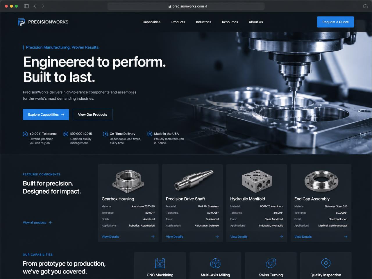 PrecisionWorks — new website designed by 48H.WEB